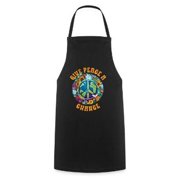 Hippie Peace Zeichen Frieden Blumen Blumenkind - Kochschürze - Schwarz - Vorne - AI Model Male 185 dark (185cm)