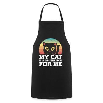 My cat is a de-stressor for me - Cooking Apron - black - Front - AI Model Male 185 dark (185cm)
