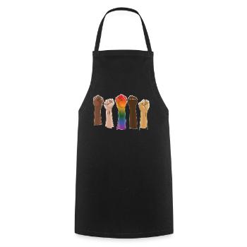 Raised fist, black power unit, - Cooking Apron - black - Front - AI Model Male 185 dark (185cm)