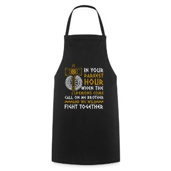 In thy darkest hour, Call Me Brother - Cooking Apron - black - Front - AI Model Male 185 dark (185cm)