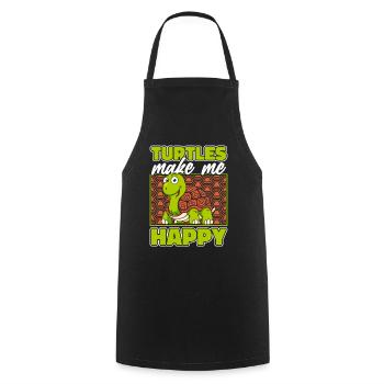 Turtles Make Me Happy Tortoise Turtle - Cooking Apron - black - Front - AI Model Male 185 dark (185cm)