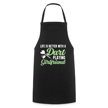 Life is better with a dart-playing fre - Cooking Apron - black - Front - AI Model Male 185 dark (185cm)