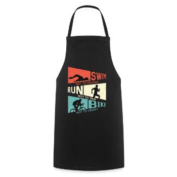 Triathlon Natation Ne Pas Se noyer Course Compétition - Tablier de cuisine - noir - Devant - AI Model Male 185 dark (185cm)