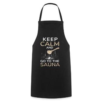 Restez calme et allez au sauna - Tablier de cuisine - noir - Devant - AI Model Male 185 dark (185cm)