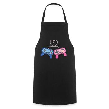 Gaming Gamer Paar Männer Frauen Valentinstag - Kochschürze - Schwarz - Vorne - AI Model Male 185 dark (185cm)