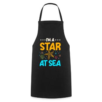 Idée cadeau drôle d’étoile de mer - Tablier de cuisine - noir - Devant - AI Model Male 185 dark (185cm)