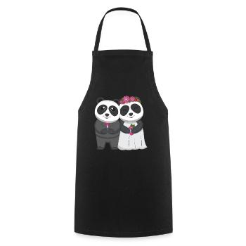 Hochzeitstag Pandabär Zoowärter Wildlife Tier - Kochschürze - Schwarz - Vorne - AI Model Male 185 dark (185cm)