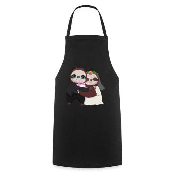 Wedding Anniversary Marriage Sloth Lover - Cooking Apron - black - Front - AI Model Male 185 dark (185cm)