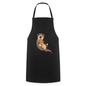Pizza King Pizza Queen Otter Lover Sea Animal - Cooking Apron - black - Front - AI Model Male 185 dark (185cm)