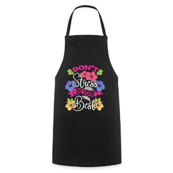 Don't Stress Do Your Best Floral Stress Awareness - Cooking Apron - black - Front - AI Model Male 185 dark (185cm)