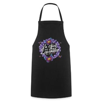 In April we wear Lavender Stress Awareness - Cooking Apron - black - Front - AI Model Male 185 dark (185cm)