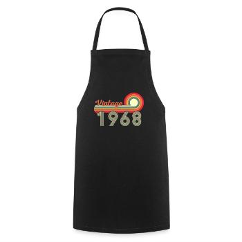 54ème anniversaire de Vintage Né en 1968 - Tablier de cuisine - noir - Devant - AI Model Male 185 dark (185cm)
