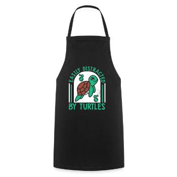 Easily Distracted By Turtles Aquatic Turtle - Cooking Apron - black - Front - AI Model Male 185 dark (185cm)