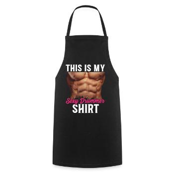 This Is My Crazy Drummer Shirt Drummer Drum Player - Cooking Apron - black - Front - AI Model Male 185 dark (185cm)