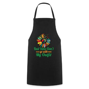 Hippie Peace Sign Peace Flowers Flower Child - Cooking Apron - black - Front - AI Model Male 185 dark (185cm)