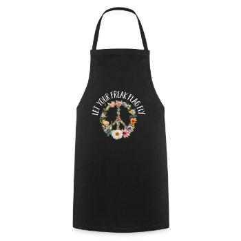 Hippie Peace Sign Peace Flowers Flower Child - Tablier de cuisine - noir - Devant - AI Model Male 185 dark (185cm)