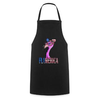 Flamingo USA Flag American US Flag Bird - Tablier de cuisine - noir - Devant - AI Model Male 185 dark (185cm)
