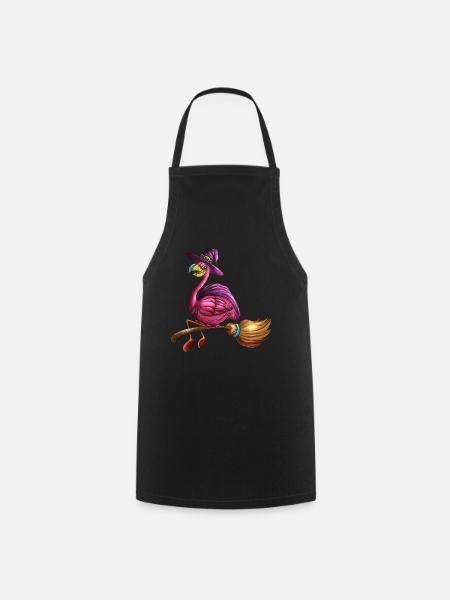 Sorcières roses Flamant rose Halloween Costume de balai d’oiseau - Tablier de cuisine - noir