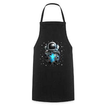 Astronauten Puzzle Autims Moon Blue Universum All - Kochschürze - Schwarz - Vorne - AI Model Male 185 dark (185cm)