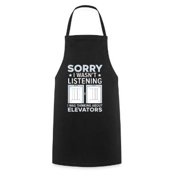 I didn't listen, I daunted elevators - Cooking Apron - black - Front - AI Model Male 185 dark (185cm)