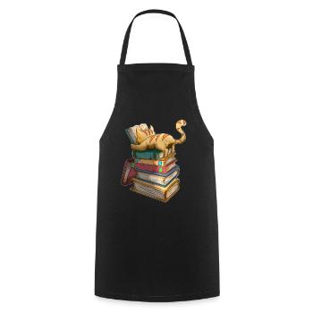 Chats Livres Rat de bibliothèque Livre Chats Rat de bibliothèque - Tablier de cuisine - noir - Devant - AI Model Male 185 dark (185cm)