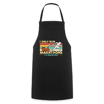 Semi-marathon Je ne cours que des semi-marathons Retro Race - Tablier de cuisine - noir - Devant - AI Model Male 185 dark (185cm)