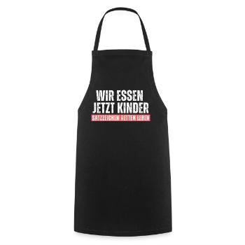 Wir essen Kinder. Satzzeichen retten leben! Spruch - Kochschürze - Schwarz - Vorne - AI Model Male 185 dark (185cm)