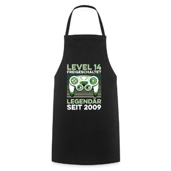 Niveau 14 ans 14e année d’anniversaire 2009 gamer - Tablier de cuisine - noir - Devant - AI Model Male 185 dark (185cm)