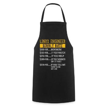 Linux Engineer Stundensatz Mechaniker Arbeitsrate - Kochschürze - Schwarz - Vorne - AI Model Male 185 dark (185cm)