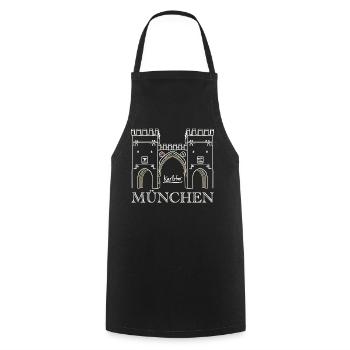 Munich, Karlstor am Stachus - Cooking Apron - black - Front - AI Model Male 185 dark (185cm)