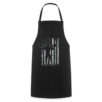 Weightlifting Retro USA Flag Gym 4th of July - Cooking Apron - black - Front - AI Model Male 185 dark (185cm)