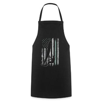Windsurfing Retro USA Flag Surfing 4th of July - Cooking Apron - black - Front - AI Model Male 185 dark (185cm)