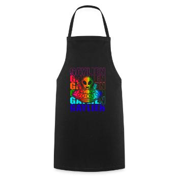 Gender Lesben, Schwule, Trans, Queer Regenbogen - Kochschürze - Schwarz - Vorne - AI Model Male 185 dark (185cm)