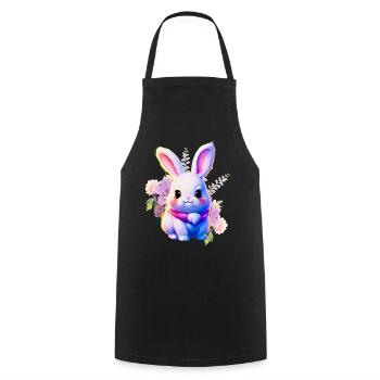 Fleurs Lapin de Pâques Lapin mignon - Tablier de cuisine - noir - Devant - AI Model Male 185 dark (185cm)