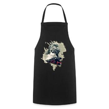 Old steam locomotive - Cooking Apron - black - Front - AI Model Male 185 dark (185cm)