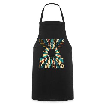 Je joue de la batterie pour faire taire les voix dans ma tête Tambour - Tablier de cuisine - noir - Devant - AI Model Male 185 dark (185cm)