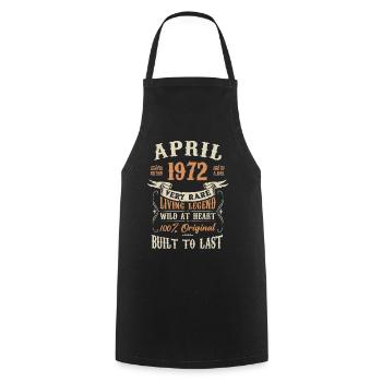 Avril 1972 Cadeau d’anniversaire - Tablier de cuisine - noir - Devant - AI Model Male 185 dark (185cm)