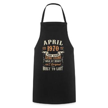 Cadeau d’anniversaire d’avril 1970 - Tablier de cuisine - noir - Devant - AI Model Male 185 dark (185cm)