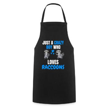 Crazy Boy Animal Funny Gift Raccoon - Cooking Apron - black - Front - AI Model Male 185 dark (185cm)