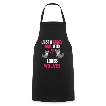 Crazy Girl Animal Funny Gift Wolf - Cooking Apron - black - Front - AI Model Male 185 dark (185cm)