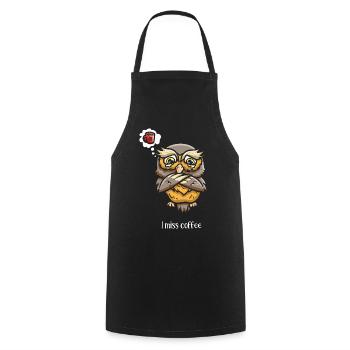 Coffeeholic Owl Whisperer - Cooking Apron - black - Front - AI Model Male 185 dark (185cm)