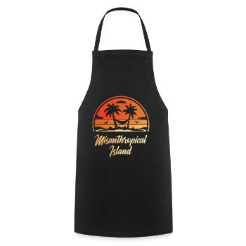 Misanthropical Island Sarcasm Funny Sayings - Cooking Apron - black - Front - AI Model Male 185 dark (185cm)