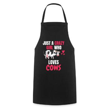 Crazy Girl Farmer Animal Gift Cow - Tablier de cuisine - noir - Devant - AI Model Male 185 dark (185cm)