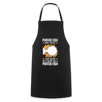 So I'm a puffer fish Giant puffer fish - Cooking Apron - black - Front - AI Model Male 185 dark (185cm)