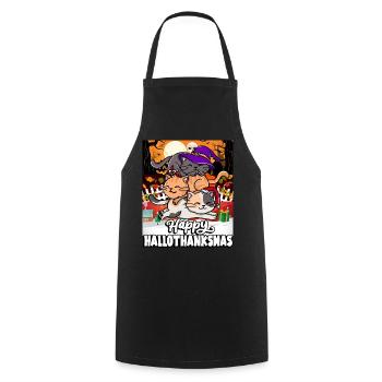 Happy Hallothanksmas Holiday Cat Fur - Cooking Apron - black - Front - AI Model Male 185 dark (185cm)