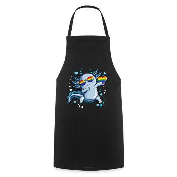 Coeurs Bulles Sous-marine LGBTQ Coeur Axolotl - Tablier de cuisine - noir - Devant - AI Model Male 185 dark (185cm)