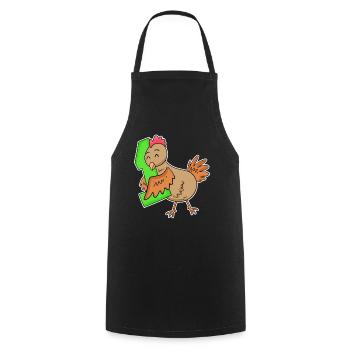 1 an - Inscription - Motif poulet - Gagnant - Tablier de cuisine - noir - Devant - AI Model Male 185 dark (185cm)