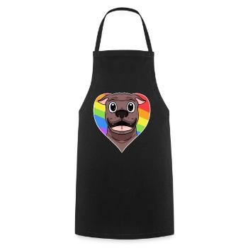 Rainbow - dog with glasses and heart - Cooking Apron - black - Front - AI Model Male 185 dark (185cm)