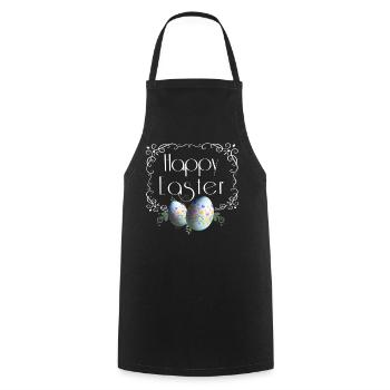 Happy Easter lettering with Easter eggs - Cooking Apron - black - Front - AI Model Male 185 dark (185cm)