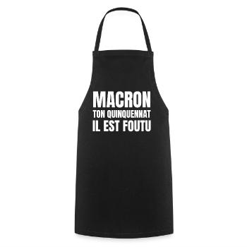 Macron, réforme des retraites - Tablier de cuisine - noir - Devant - AI Model Male 185 dark (185cm)